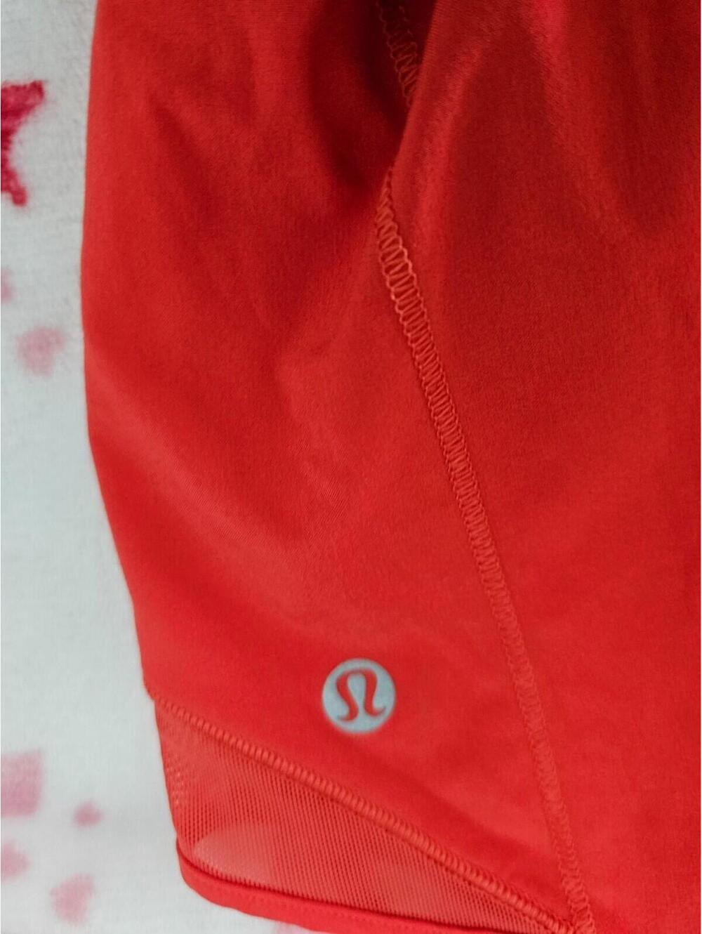 Women's Lululemon Shorts Lined Orange Size 2 Tall Elastic Waist Side Zip Pocket - Picture 6 of 16